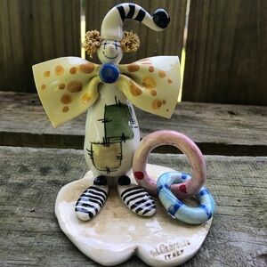 Vintage W. Cabrelli Italian Ceramic Clown Figurine Handmade & Hand Painted 5”H